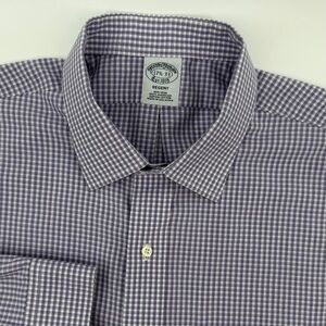 Brooks Brothers Purple & White Checked Dress Shirt Men’s XL 17 1/2-33